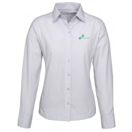 Ladies Long Sleeve Ambassador Shirt (Silver) with green logo